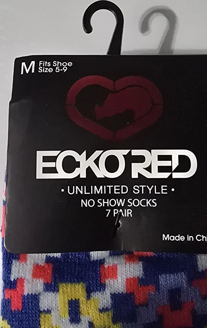 Ecko Unlimited Geometric Multi Print Socks 7 Pk Medium Shoe Size 5-9